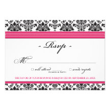 Carte élégante de la damassé RSVP (fuchsia) Invitations Personnalisables
