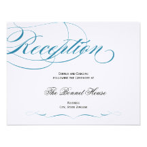 Carte élégante de réception de manuscrit - bleu faire-parts