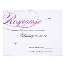 Carte élégante de réponse de manuscrit - pourpre carton d'invitation