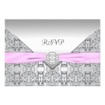 Carte élégante du rose RSVP Invitations