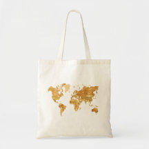 Carte en bois du monde sacs en toile