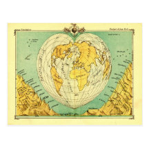 Carte en forme de coeur du monde de carte postale 