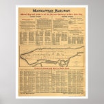 Carte ferroviaire 1881 de chemin de fer de Manhatt Affiches