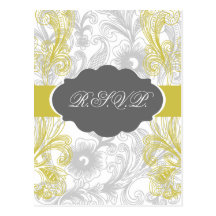 carte fleurie jaune de rsvp de mariage de mod cartes postales