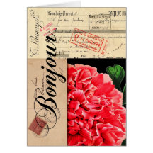 Carte française de Bonjour de pivoine