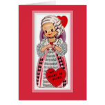 Carte française vintage de Valentine de fille