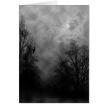Carte hantée d'art de blanc de ciel de Halloween