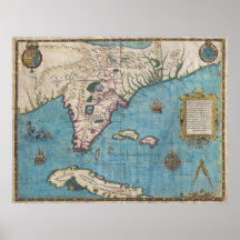 Carte historique de la Floride (1591) Posters