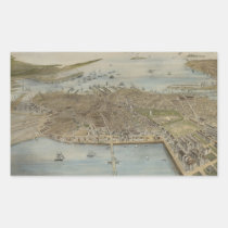 Carte imagée vintage de Boston (1870) (2) autocollants