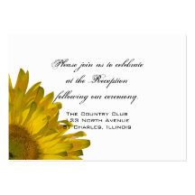Carte jaune de réception de mariage de tournesol cartes de visite personnelles