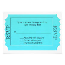 Carte lumineuse de réponse du billet RSVP de turqu Bristols Personnalisés