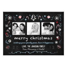 Carte lunatique de tableau de Noël avec 3 photos Bristol