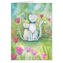 Carte lunatique heureuse d'art de chat de Kitty
