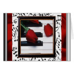 Carte mélancolique de musique et de note de roses