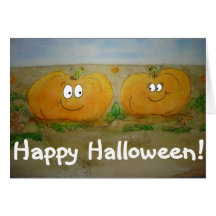 Carte mignonne de Halloween de citrouille de coupl