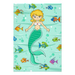 Carte mignonne de sirène et de poissons RSVP Cartons D'invitation