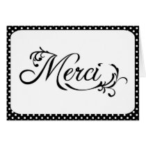 Carte noire et blanche de "Merci" de Merci cartes