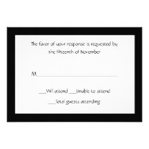 Carte noire et blanche élégante polyvalente de rép invitation personnalisable