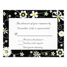 Carte noire, jaune et blanche de RSVP Faire-parts