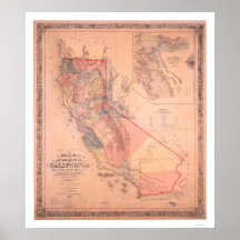 Carte officielle de la Californie Posters