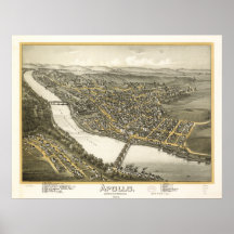 Carte panoramique antique d'Apollo Pennsylvanie 18 Posters