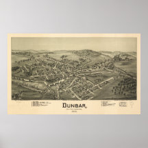 Carte panoramique antique de Dunbar Pennsylvanie 1 Affiches
