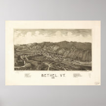Carte panoramique antique du Vermont 1886 de lieu  Poster