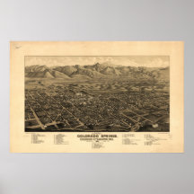 Carte panoramique de Colorado Springs 1882 Posters