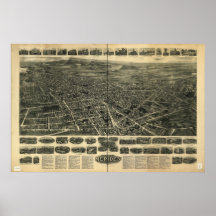 Carte panoramique de Meriden le Connecticut 1918 Posters