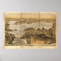 Carte panoramique de San Francisco la Californie 1 Affiches