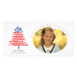 Carte patriotique de vacances d'arbre de Noël Photocartes
