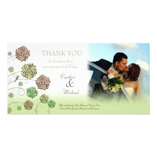 Carte photo de jardin de dahlia de Merci de mariag Cartes Avec Photo