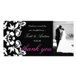 carte photo de Merci de 311-White mariage damassé cartes-photos