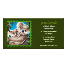 Carte photo d'invitation de fête de Noël de koala Photocarte