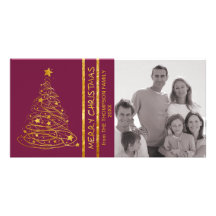 Carte photo d'or de vacances d'arbre de Noël de gr Photocarte Customisée