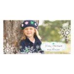 Carte photo élégant de Noël de flocon de neige Photocartes