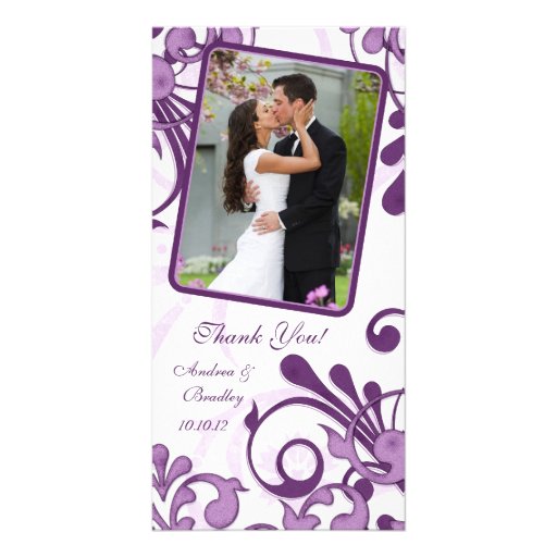 Carte photo floral pourpre et blanc de Merci de ma Modèle Pour Photocarte