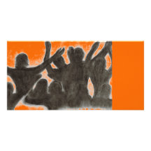 Carte photo orange de célébration cartes avec photo