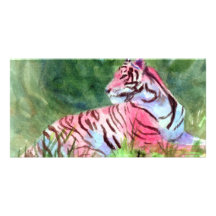 Carte photo rose d'aceo de tigre cartes avec photo
