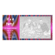 Carte photo rose d'invitation de partie de coloran photocarte personnalisée