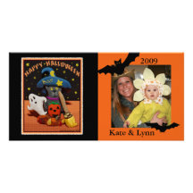 Carte photo vintage de coutume de Halloween de sty Carte Avec Photo