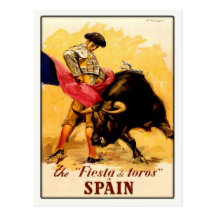 Carte postale avec l'affiche espagnole de corrida