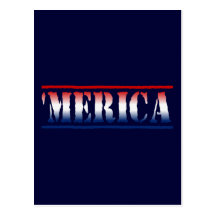 'Carte postale blanche de MERICA et bleue rouge