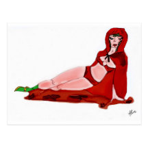 carte postale chaperon rouge pin up