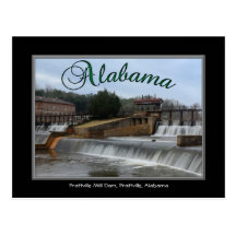 Carte postale de barrage de moulin de l'Alabama Pr