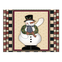 Carte postale de bonhomme de neige de Noël