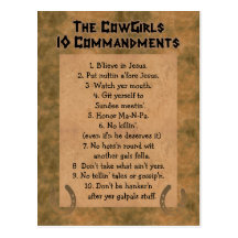 CARTE POSTALE de commandements des cow-girls 10