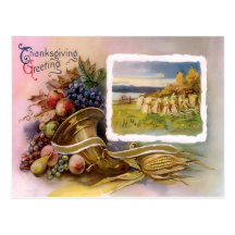 Carte postale de corne d'abondance de thanksgiving