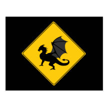 Carte postale de dragon de signe de route