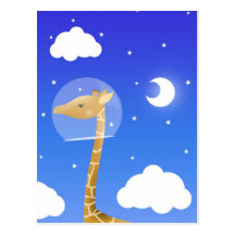 carte postale de girafe de l'espace